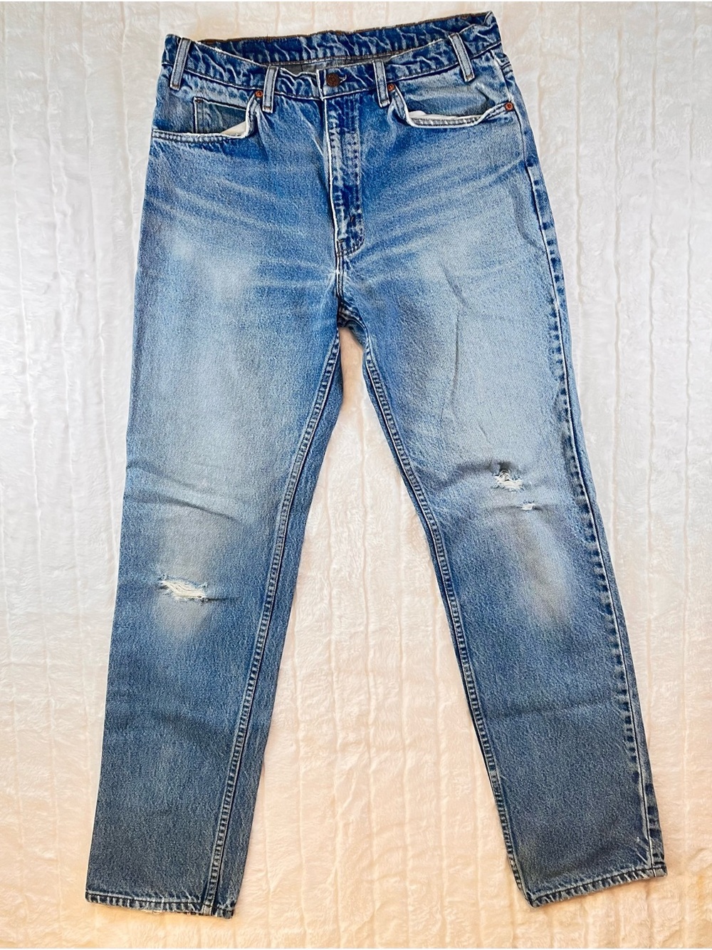 Vtg Levi's 509 Orange Tab Jeans 34x34 Light Wash Distressed Made in USA 90s